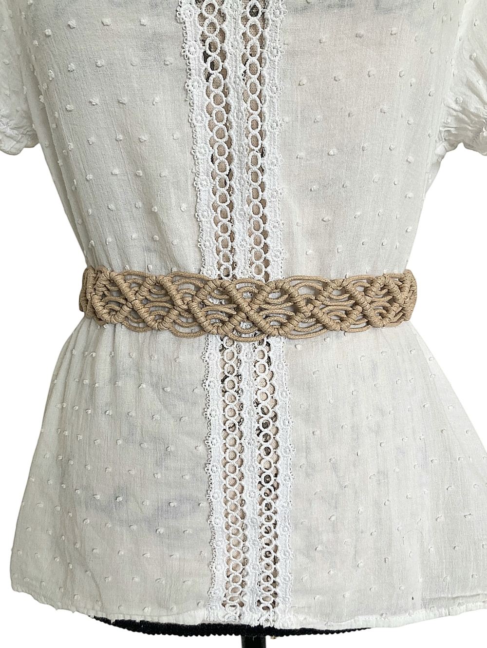 Boho Woven Macrame Rope Waist Tie Tan Belt Tassel Braided Festival Statement